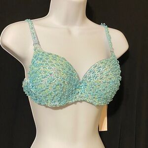 Chic Light Blue Sequin Bra